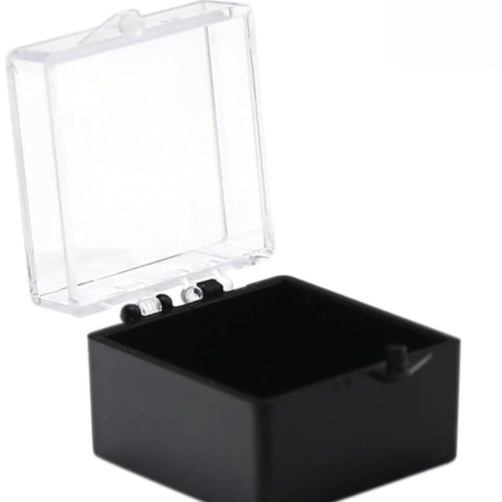 Small Plastic 1" x 1" Hinged Lid Boxes QTY 7